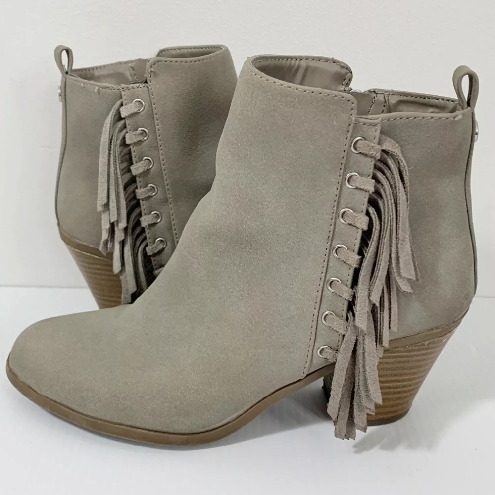 Circus by Sam Edelman Gray Fringe Ankle Boots 7.5
